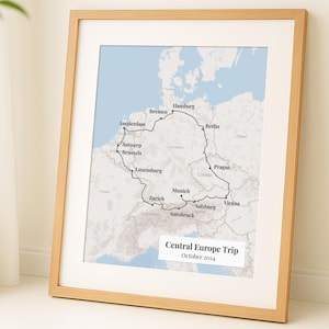 Custom Travel Map: Personalized Route Map; Geography Poster; Drive Road Trip Journey Decor Print