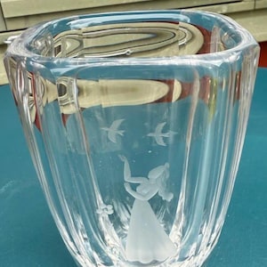 Rare Vintage Sven Palmqvist Orrefors Heavy Glass Vase / Bowl (c. 1940) - Swedish Art Deco / Mid-Century Modern - Signed OF P.2952