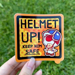 Mario Kart World Toad Helmet Hazard Glossy Sticker