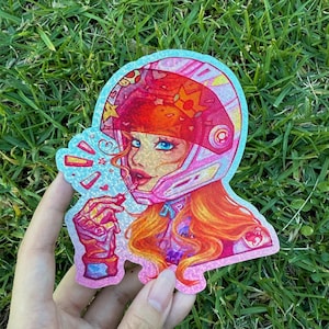 Princess Peach Mario Kart World Matte Glitter Sticker