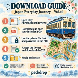 Japan Everyday Journey Vol.10 - Download guide. Etsy Purchases PDF, private file link, password, license acceptance, ZIP. No extra payment or shop account.