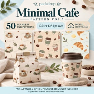Minimal Cafe Pattern Vol.5 - Minimal Cafe digital-paper cover. Watermarked preview; purchased artwork has no watermark.