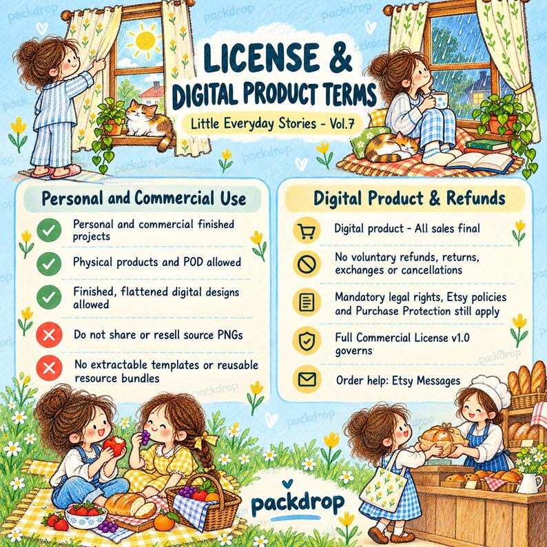 Little Everyday Stories Vol.7 - Commercial license and digital policy. Watermarked preview; purchased artwork has no watermark.