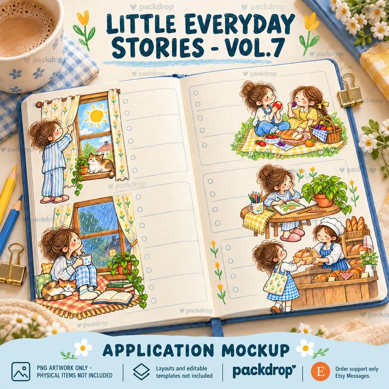 Little Everyday Stories Vol.7 - Planner application mockup. Application mockup. PNG artwork only; physical items and editable layouts not included.