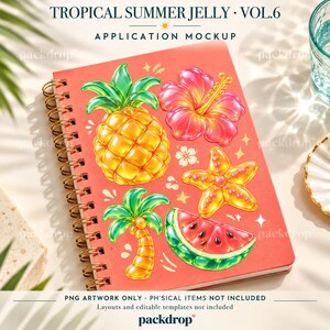 Tropical Summer Jelly Vol.6 - 06-summer-notebook. Application mockup. PNG artwork only; physical items and editable layouts not included.