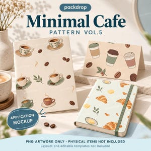 Minimal Cafe Pattern Vol.5 - Cafe stationery application mockup. Application mockup. Digital-paper artwork only; physical items and editable layouts not included.