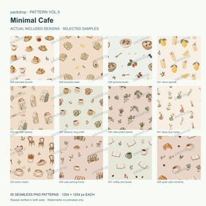 Minimal Cafe Pattern Vol.5 - Actual PNG artwork samples 2. Watermarked preview; purchased artwork has no watermark.
