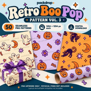 Retro Boo Pop Pattern Vol.3 - Retro Boo Pop digital-paper cover. Watermarked preview; purchased artwork has no watermark.