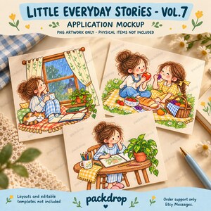 Little Everyday Stories Vol.7 - Postcard application mockup. Application mockup. PNG artwork only; physical items and editable layouts not included.