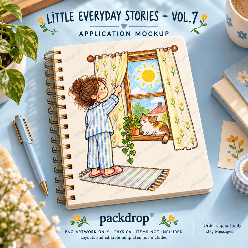 Little Everyday Stories Vol.7 - Notebook application mockup. Application mockup. PNG artwork only; physical items and editable layouts not included.