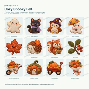 Cozy Spooky Felt Vol.8 - Actual PNG artwork samples 1. Watermarked preview; purchased artwork has no watermark.