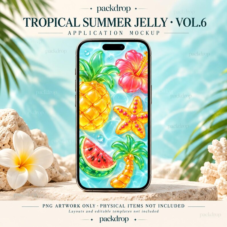 Tropical Summer Jelly Vol.6 - 08-phone-wallpaper. Application mockup. PNG artwork only; physical items and editable layouts not included.