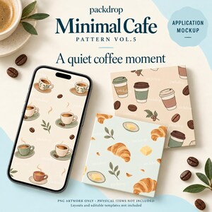 Minimal Cafe Pattern Vol.5 - Social background application mockup. Application mockup. Digital-paper artwork only; physical items and editable layouts not included.