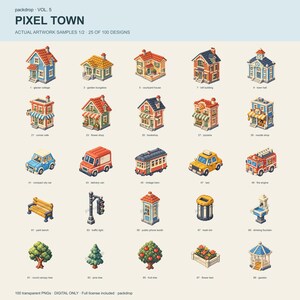 Pixel Town Vol.5 - Actual artwork samples 1. Watermarked preview; purchased artwork has no watermark.