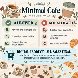 Minimal Cafe Pattern Vol.5 - Commercial license and digital policy. Watermarked preview; purchased artwork has no watermark.