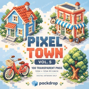 Pixel Town Vol.5 - Pixel Town collection cover. Watermarked preview; purchased artwork has no watermark.