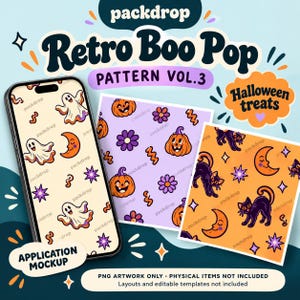 Retro Boo Pop Pattern Vol.3 - Social campaign application mockup. Application mockup. Digital-paper artwork only; physical items and editable layouts not included.