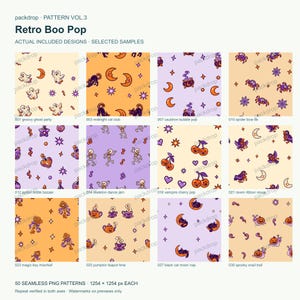 Retro Boo Pop Pattern Vol.3 - Actual PNG artwork samples 1. Watermarked preview; purchased artwork has no watermark.