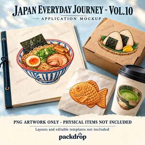 Japan Everyday Journey Vol.10 - Cafe menu application mockup. Application mockup. PNG artwork only; physical items and editable layouts not included.