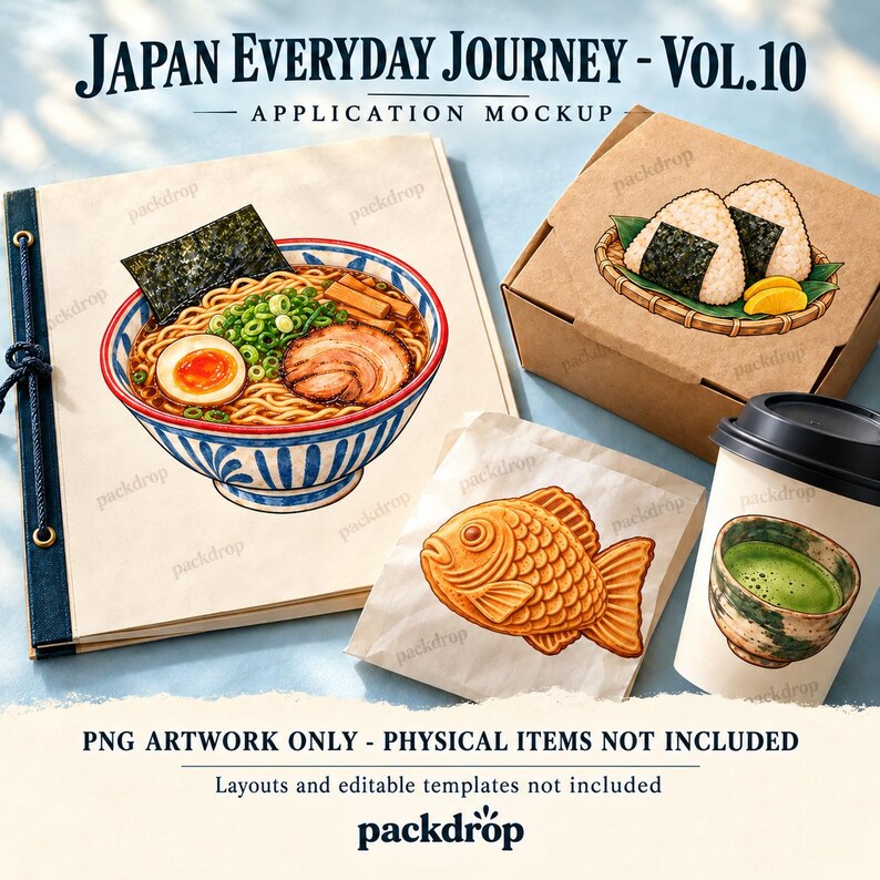 Japan Everyday Journey Vol.10 - Cafe menu application mockup. Application mockup. PNG artwork only; physical items and editable layouts not included.