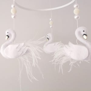 Swan Nursery Mobile, Princess Swan Baby Crib Mobile,Baby Girl mobile,Baby Shower and Mom Gift,Princess Nursery Decor ,Handmade Swan Mobile