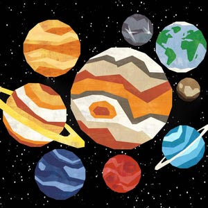Solar System, Planets, Space, 9 FPP Blocks Templates, Scrap Buster (A4/Letter Sizes)