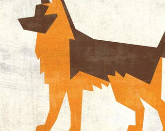 German Shepherd Dog Quilt Block Pattern: FPP PDF (10x12 inch)