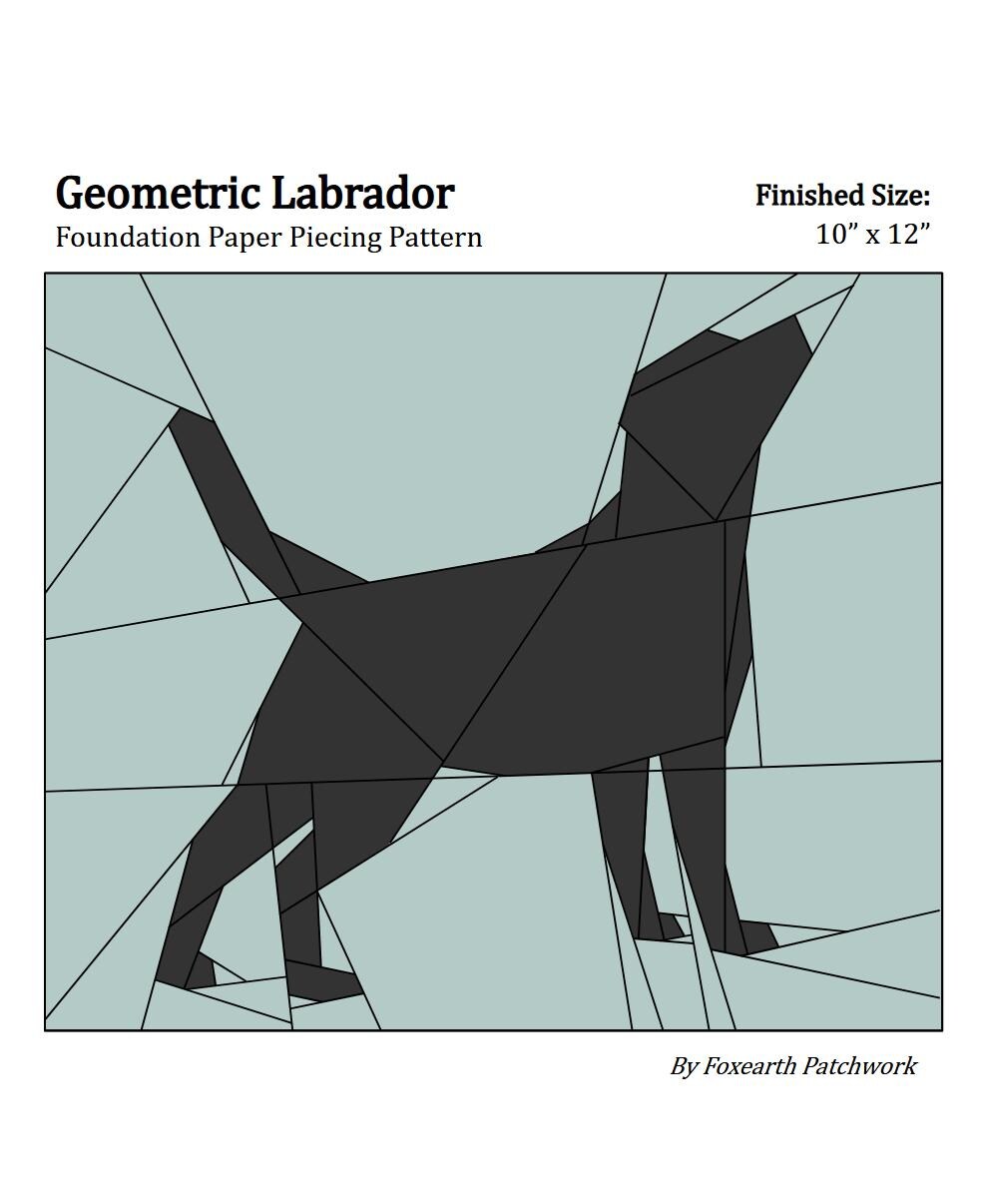 Geometric Labrador Dog Quilt Block Pattern: FPP PDF (a4/letter Sizes ...