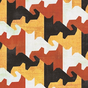 Ilusión óptica, gatos teselados, bloque de patchwork, patrón FPP, 14" x 12"