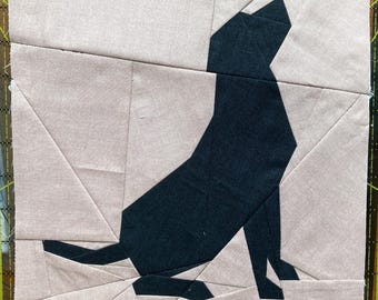 Geometric Labrador Dog Quilt Block Pattern: FPP PDF (A4/Letter Sizes) 10" x 10"
