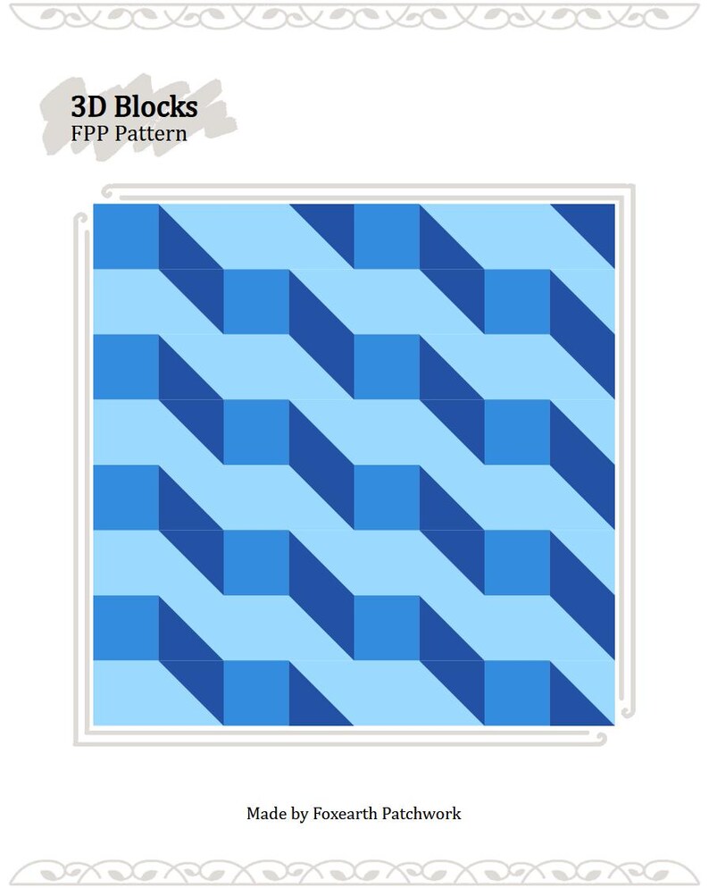 Simple Fpp Blocks Pattern Simple 3D Quilt Block Pattern: FPP PDF (a4/letter Sizes) - Etsy