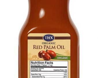 Aceite de palma rojo puro THXFOODS, 16 oz - Aceite natural de fruto de palma africana