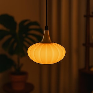 Glas Pendelleuchte mit geripptem Schirm, Moderne Küchen Leuchte, Vintage Wohnkultur, Klarglasbeleuchtung