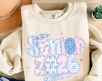 Senior 2026 Sweatshirt, Class of 2026 Graduation Sweater, Floral Senior Crewneck, Graduation Gift for Her, High School Senior 2026 Sweater