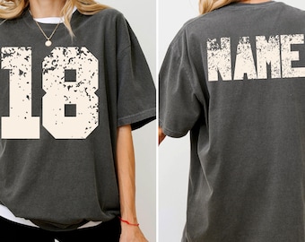 Custom Number and Name Comfort Colors® Shirt, Custom Football Shirt, Custom School Team Number Kids Shirt, Game Day Adult Shirt, Custom Tees