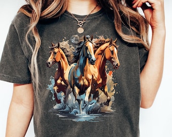 Comfort Colors Horses Shirt, Western Horses T-Shirt, Popular Horse Shirt, Cowgirl Gift Shirt, Cute Women Western Shirt, Horse Lovers Gift