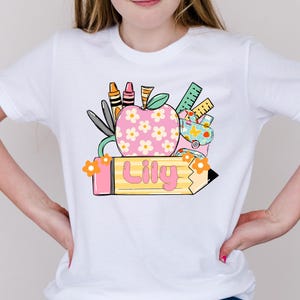 Custom Name Girls Back To School Shirt, First Day Of School Shirt, Custom Kindergarten Shirt, Preschool Girl Tshirt, Toddler School Shirt