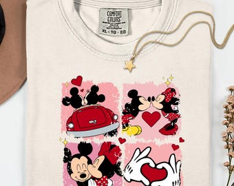 Valentines Day Mickey Minnie Shirt, Comfort Colors Retro Disney Love T-shirt, Cute Couple Goals Tee, Romantic Disney Trip Shirt, XOXO Shirt