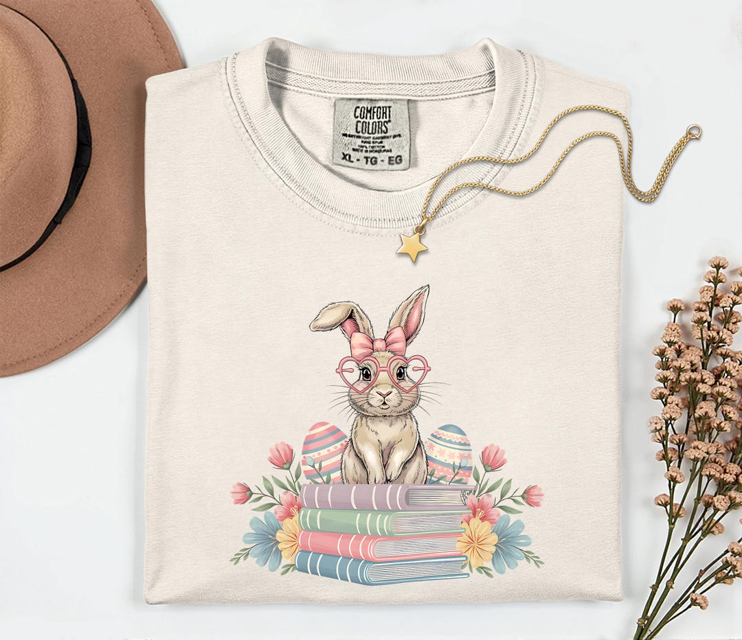 Comfort Colors Easter Bunny Books Shirt, Teacher Reading Tee, Teacher ...
