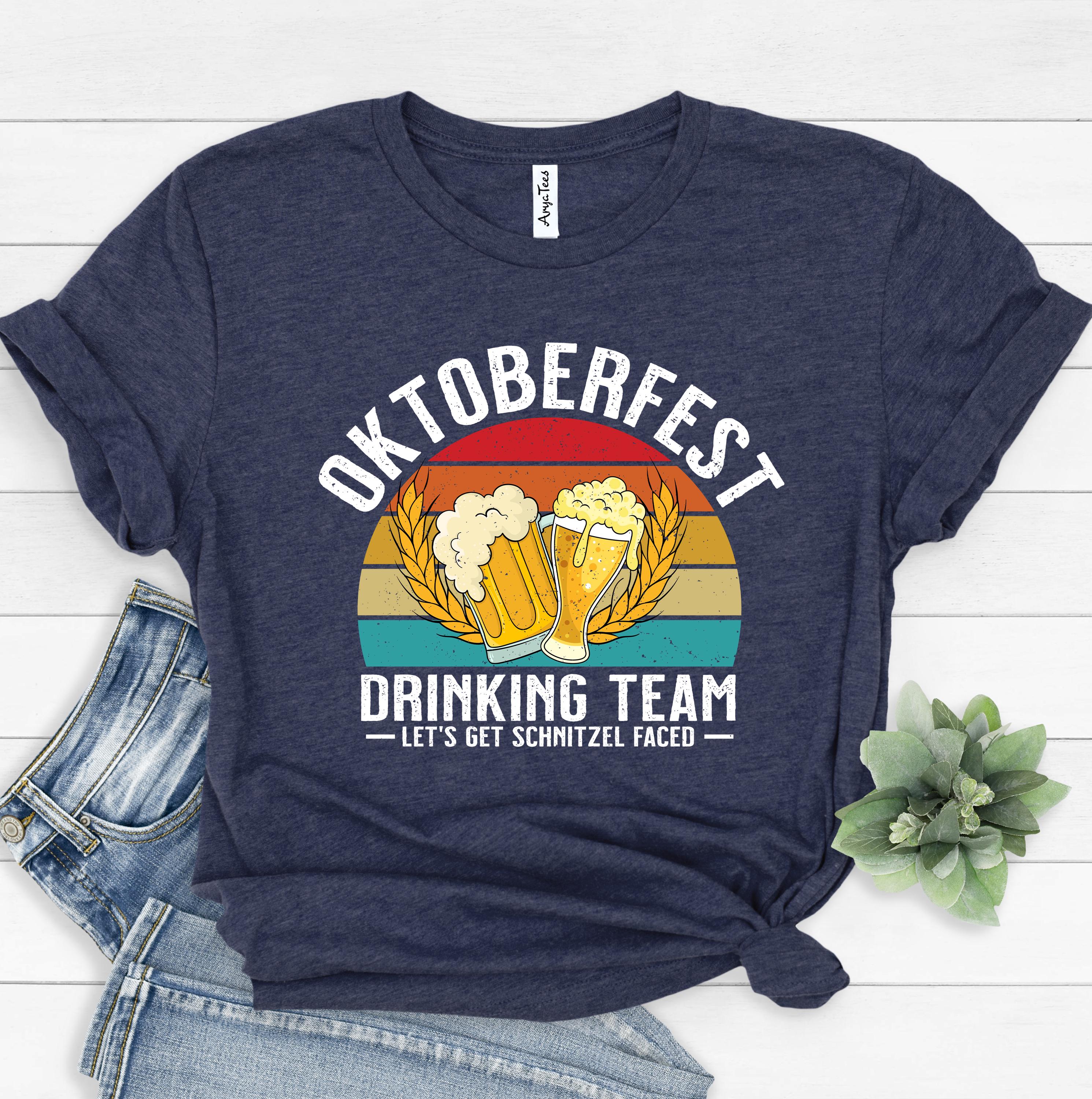 T-shirt Oktoberfest 2025 '6 Stein Apart' - Col V, Motif Bière, Pour Fêtes Et Festivals