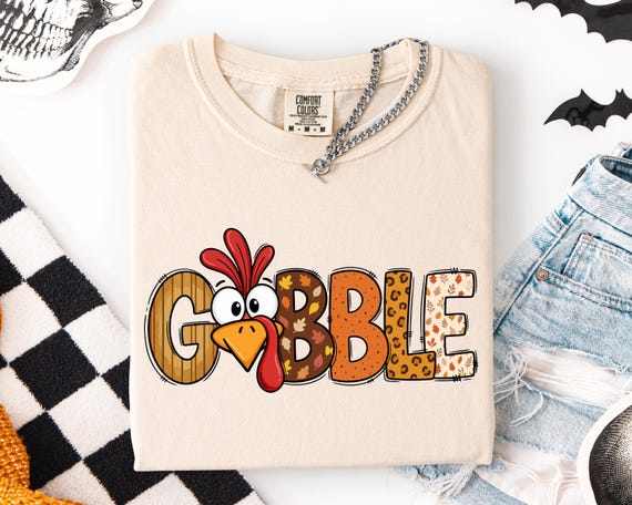 Comfort Colors Gobble Shirt, Thanksgiving Turkey Shirt, Fall Season Tee, Leopard Turkey T-Shirt, Thanksgiving Family Shirt, Fall Graphic Tee