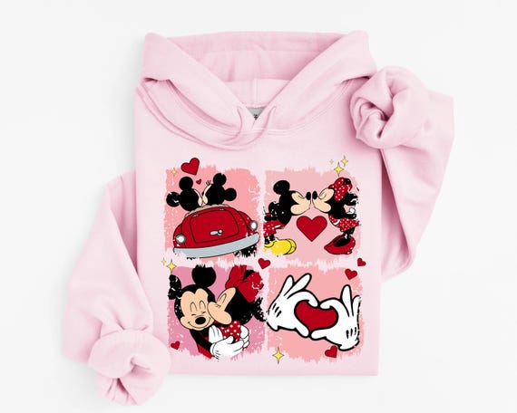 Disney Valentines Day Hoodie, Vintage Mickey and Minnie Valentine Hoodie, Valentines Day Gift, Disney Couple Valentines Hoodie, Disney Lover