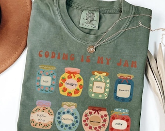 Camisetas Comfort Colors® "Coding is My Jam", regalo para programadores, camiseta para programadores, camiseta para desarrolladores, amantes de la programación, ingenieros de software, camisetas divertidas para programadores