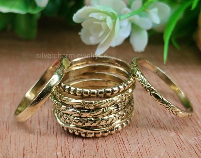 Gold Filled Stacking Rings Set of 8 Rings - Handmade Unisex Band - Etsy