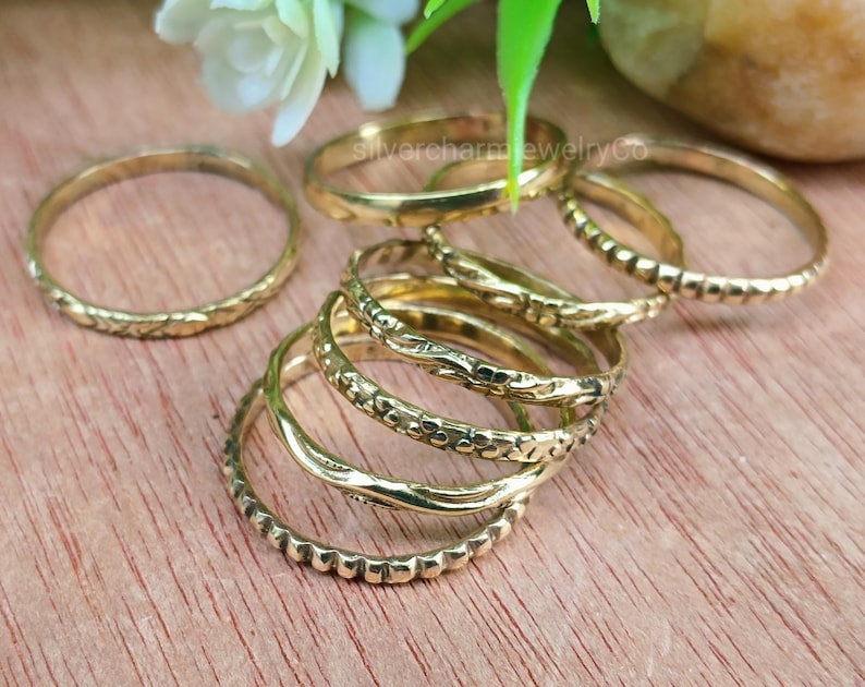 Gold Filled Stacking Rings Set of 8 Rings - Handmade Unisex Band - Etsy