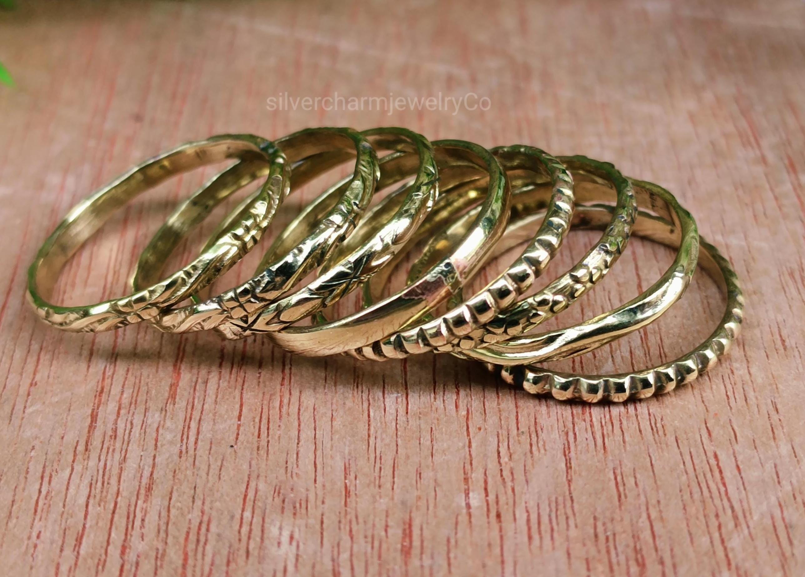 Gold Filled Stacking Rings Set of 8 Rings - Handmade Unisex Band - Etsy