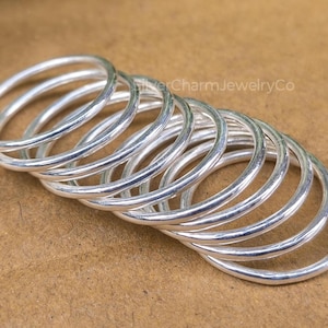 Set of 10 Sterling Silver Stackable Rings: Handmade Minimalist Bands