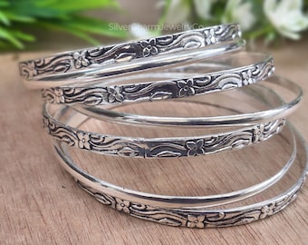 Armreif-Set aus Sterlingsilber, stapelbare minimalistische Armreifen, zarter Alltagsschmuck