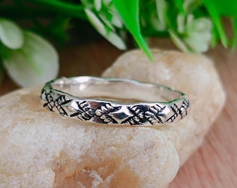 Bague Alliance Argent Massif 925 - Motif Fleurs - Taille Unique (occasion)