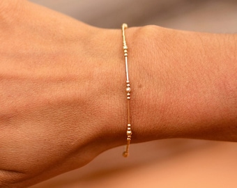 Bergen Bracelet- Gold Filled Beads- gold filled beaded bracelet- Gold stretchy bracelet- Durable stretch bracelet